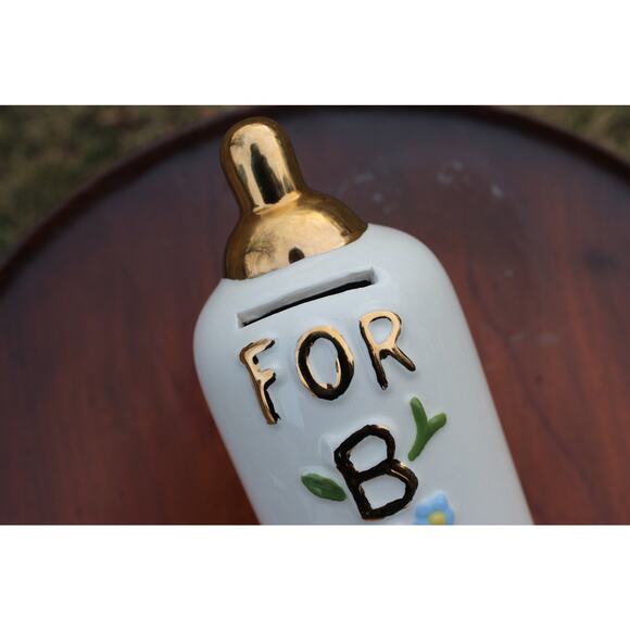 Ceramic Piggy Bank Bottle for a Baby - Baby Shower Gift Vintage - Picture 4 of 8